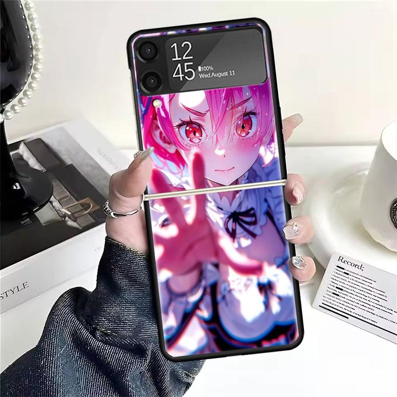 Чехлы для Samsung Galaxy Z Flip 4 5 6 7 3 Z Flip7 Flip6 Flip4 Flip5 Flip3 5G с принтом R-Rem из аниме Re Zero, Жесткие противоударные Fundas