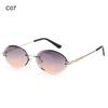 Frameless Rimless Tinted Eyewear Vintage Sunglasses Oval Sunglasses Diamond Cutting Lens Shades