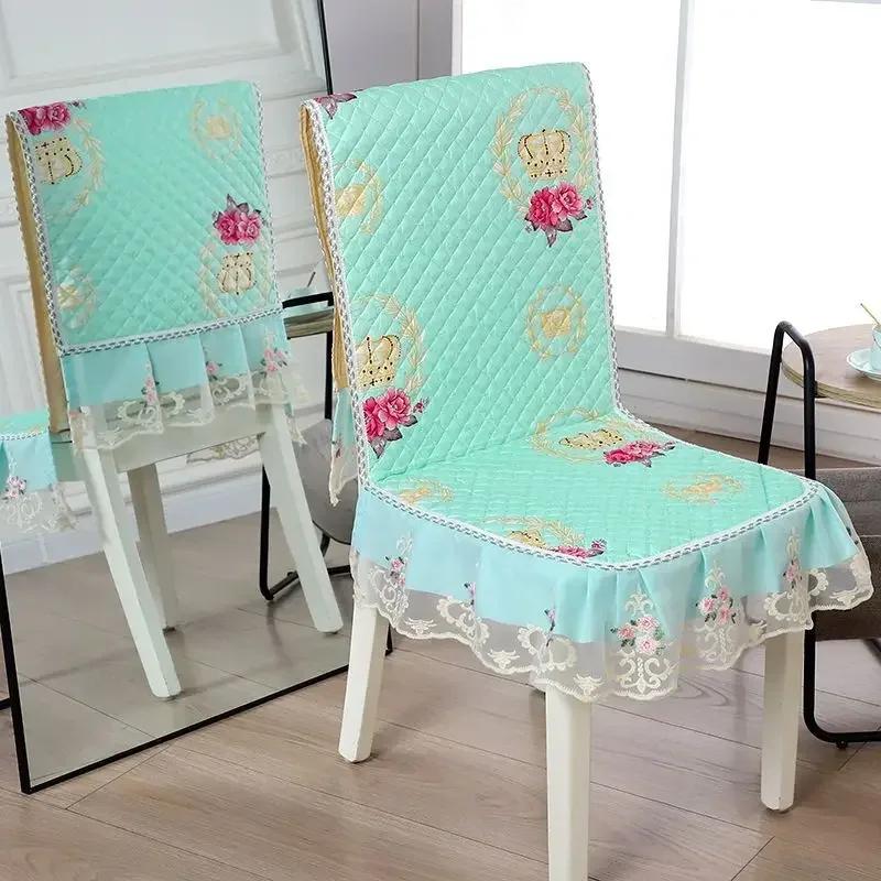 Кружевная спинка стула, стол и чехол на стул, домашняя прямоугольная скатерть, художественная скатерть, обеденный стул, встроенная подушка