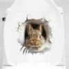 3D Стикеры для унитаза с выглядывающим кроликом, Милый кролик, пробивающий стену, Водонепроницаемые, Съемные, Самоклеящиеся