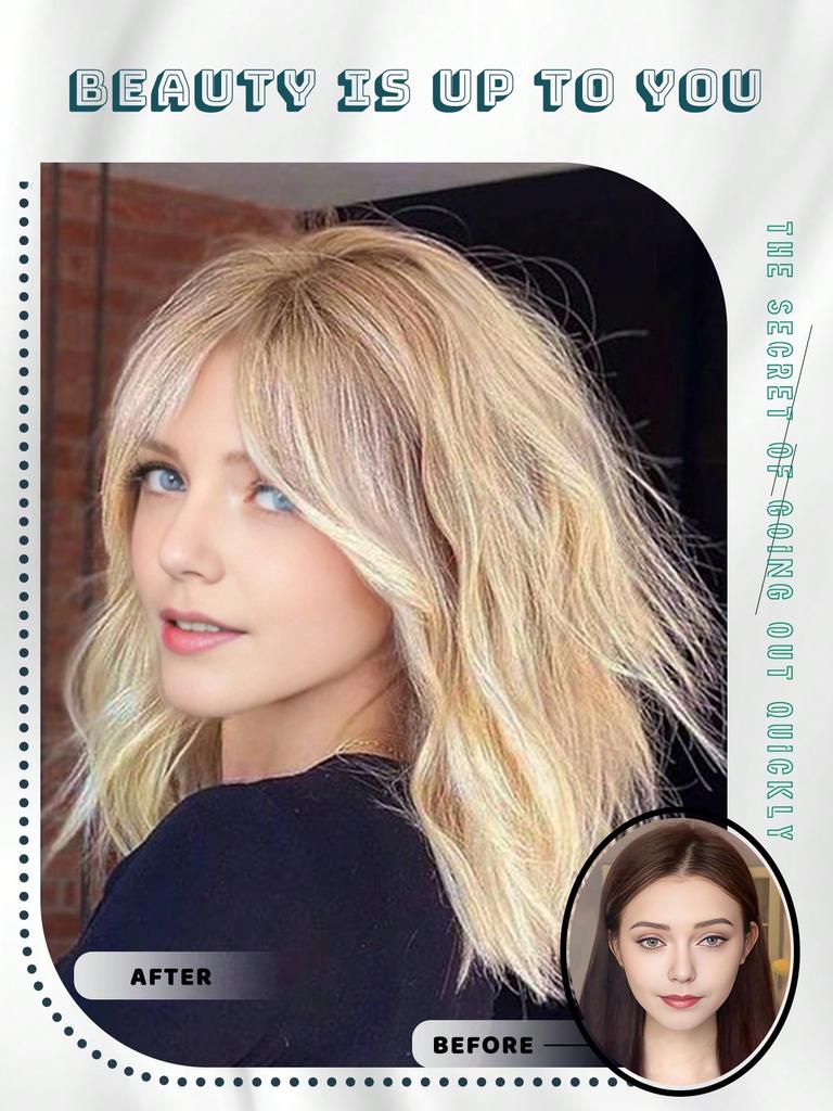 14-дюймовые льняные парики длиной до плеч с золотистой волной для женщин и девочек, вечеринок, хэллоуина, рождественских музыкальных фестивалей и повседневного использования