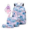 New School Backpack for School Girls Teens Cat Prints Kids Bookbag Set Water Resistant Women Laptop Casual Daypack Lightweight