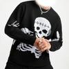 Dark Gothic Skull Jacquard Knit Sweater With Fringe Detail Loose Streetwear Pullover Teens Adults