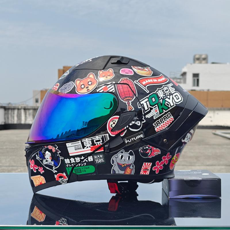 New Motorcycle Helmet Men's Face Helmet Women's Locomotive Full Helmet Summer Double Lens Universal In All Seasons