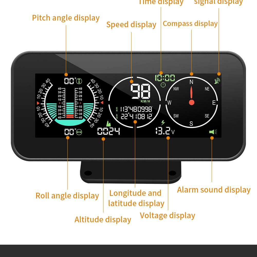 M60 GPS Автомобильный цифровой дисплей Интеллектуальный инклинометр Угол наклона Инклинометр Автоматический HUD Интеллектуальный измеритель уклона Автомобильные аксессуары