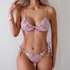 Floral Print Tie-Up Bikini Set for Women - Small Two-Piece Swimsuit