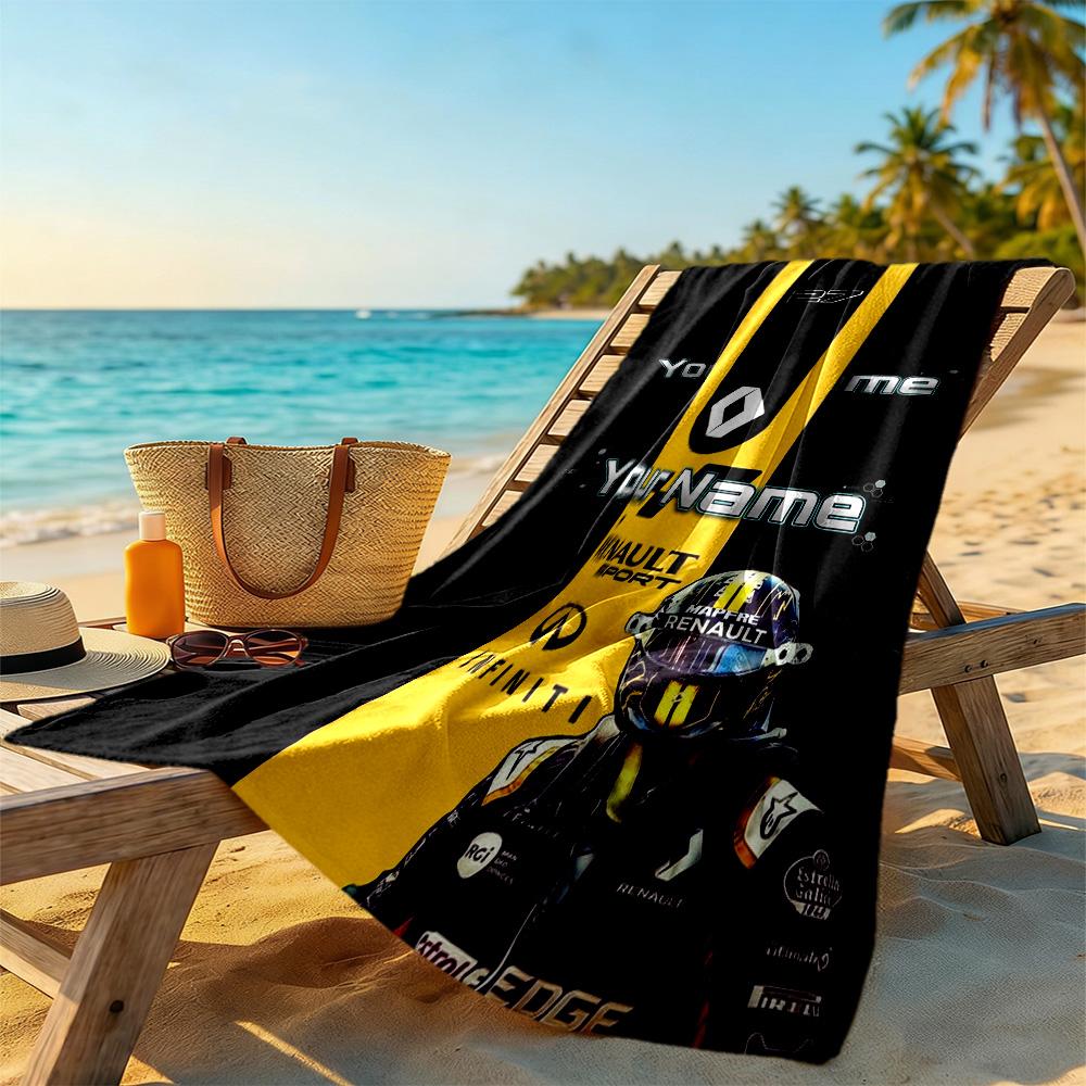 Renault Personalized Name Beach Towel Soft Durable Quick-Dry Ideal for Travel Outdoor Swim Pool Yoga Surf Camping Hiking Gym Gift Holiday