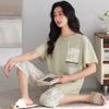 Pajamas women's summer new modal cool cotton short-sleeved cropped pants set ice silk thin can be worn outside loungewear
