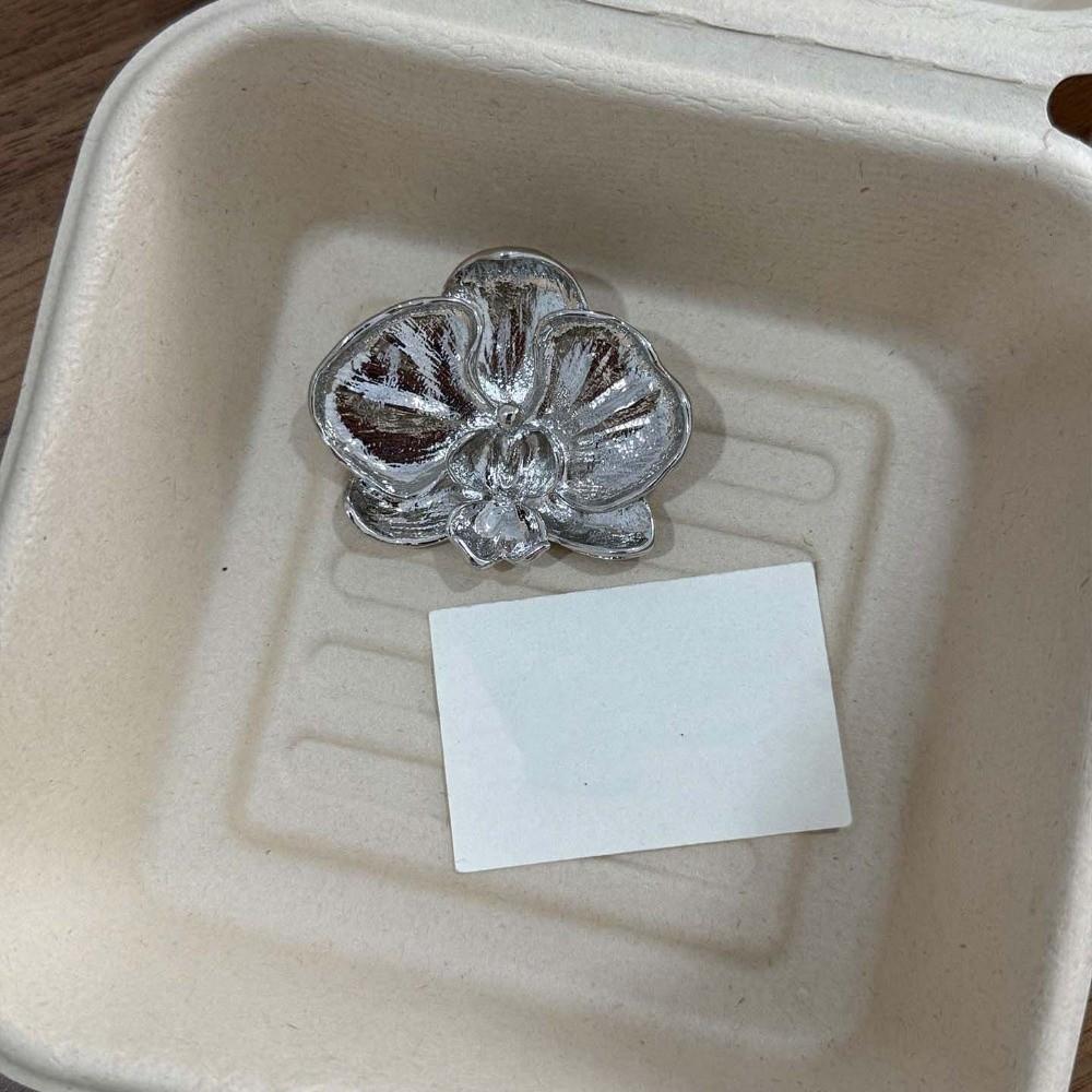 Vintage Butterfly Orchid Pin French Style Metal Glossy Brooch Uniform Orchid Flower Brooch  Gift