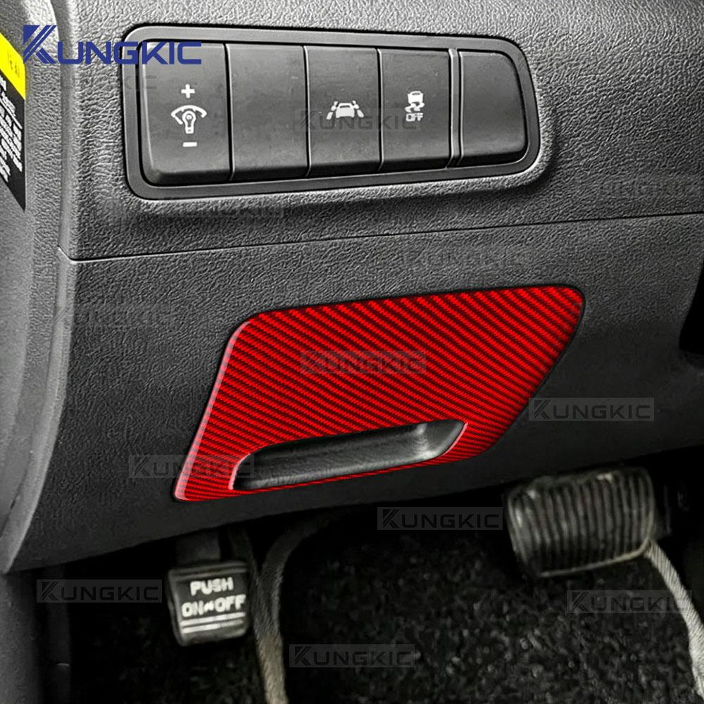 Carbon Fiber Fuse Box Cover Trim Sticker for Hyundai Tucson 2015-2020 Interior Panel