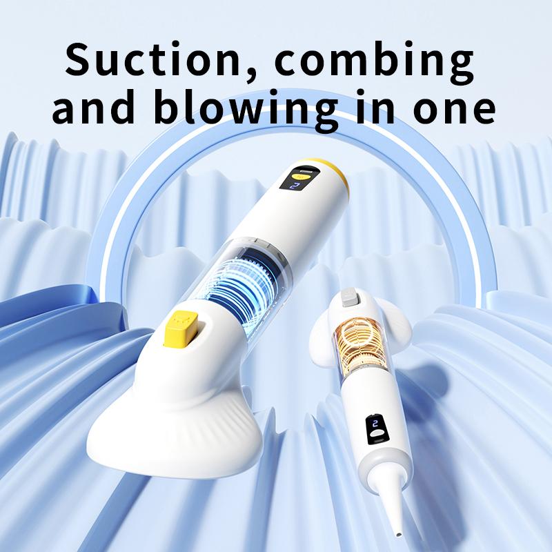 Mini Handheld USB Charging Wireless Vacuum Cleaner Suction Blower 1L-1.5L Capacity 30-45min Runtime White for Car/Office Pet