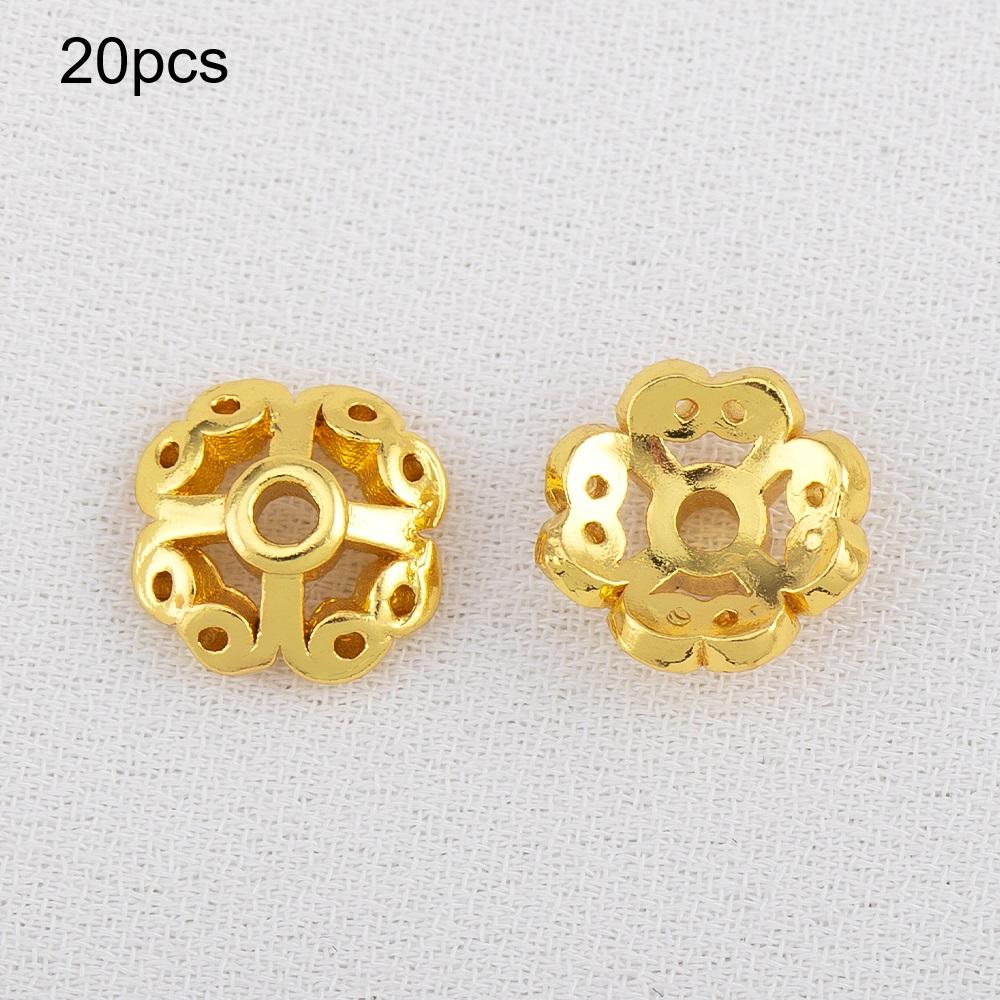10pcs 15pcs 20pcs 18K Gold Plated Leaf Flower Bead Caps Bracelet Necklace Crafts Round Bead Cap DIY Jewelry Making Accessories