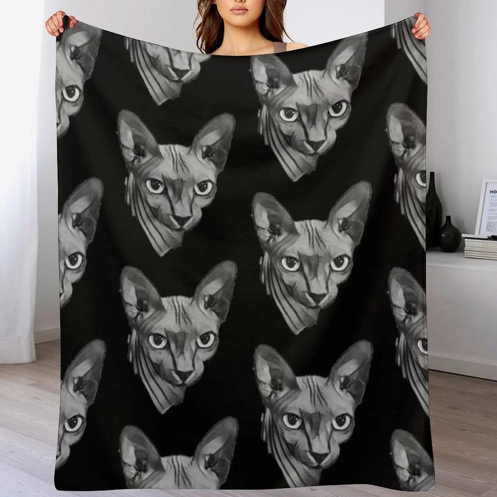 Canadian hairless Sphynx cat Throw Blanket Soft Breathable Blanket for Night Sleeping