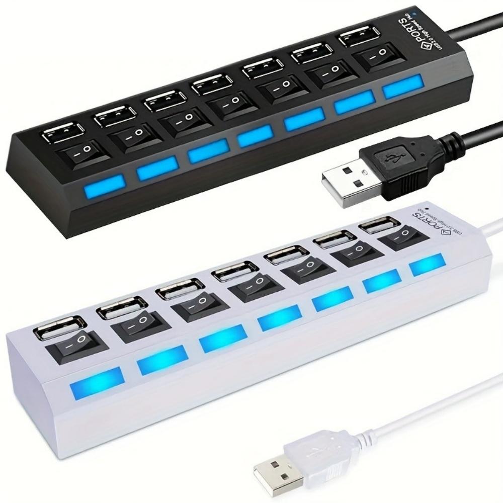 4/7 Port USB 2.0 HUB High Speed Power Adapter Expander Multi Ports USB Splitter With Switch For Laptop PC Computer Accessories
