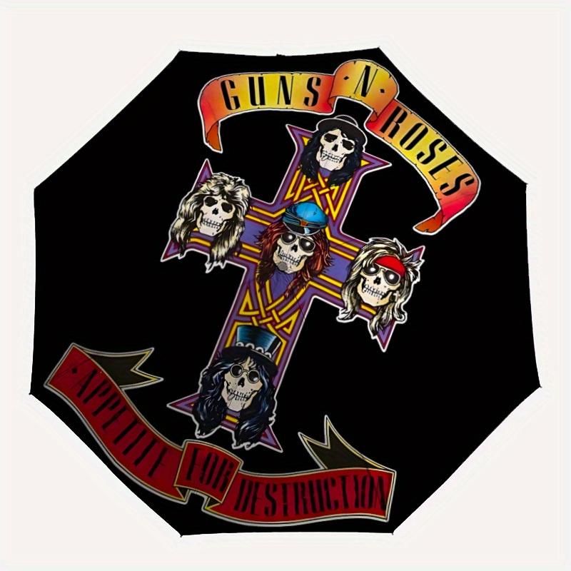 1pc Guns N Roses Automatic Umbrella Durable Iron Frame & Plastic Handle, Gift for Men & Women, Sturdy Construction, Playful Design yy250826125