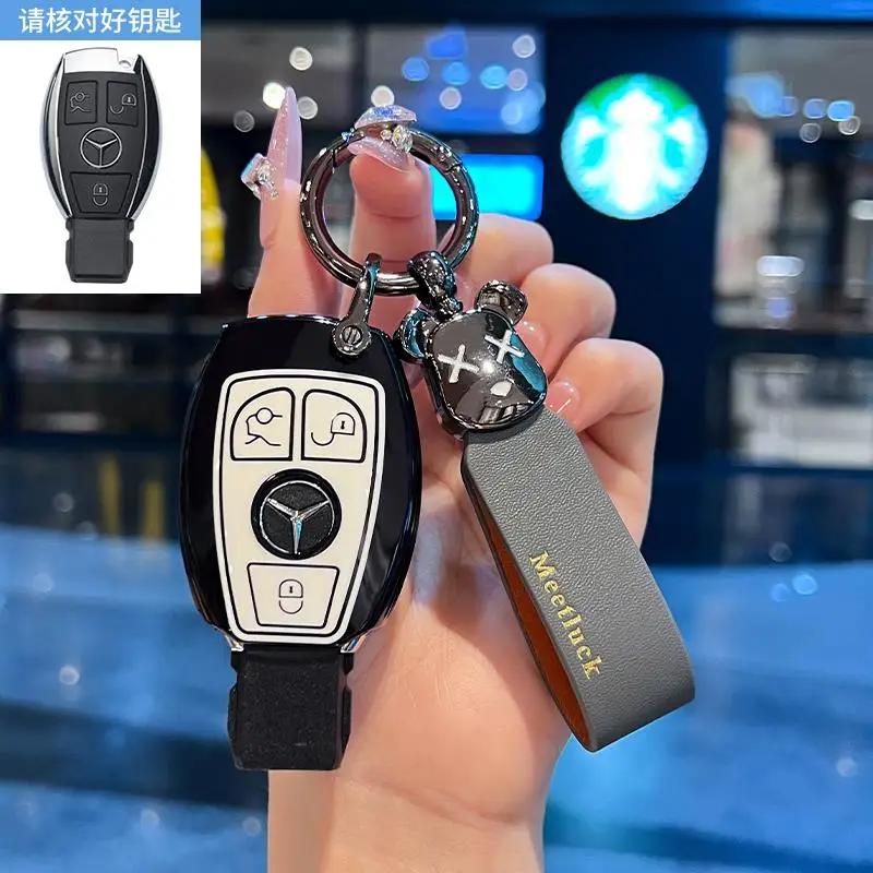 TGM3 Female Key Case for Mercedes Benz CLS CLA GL R SLK AMG A B C S Class 3 Button Remote Car Key Cover Holder Keychain Accessories