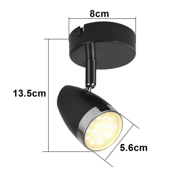 Spot de plafond - NETTLIFE - 1 ampoule - Orientable 350° - LED 4W - Noir