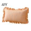 Vintage Ruffled Pillow Shams Ruffle Throw Cover, Cotton Plaid Case with Frill Edge, 18x18 Washable Decorative Pillowcases Inch 20x12 Cover for