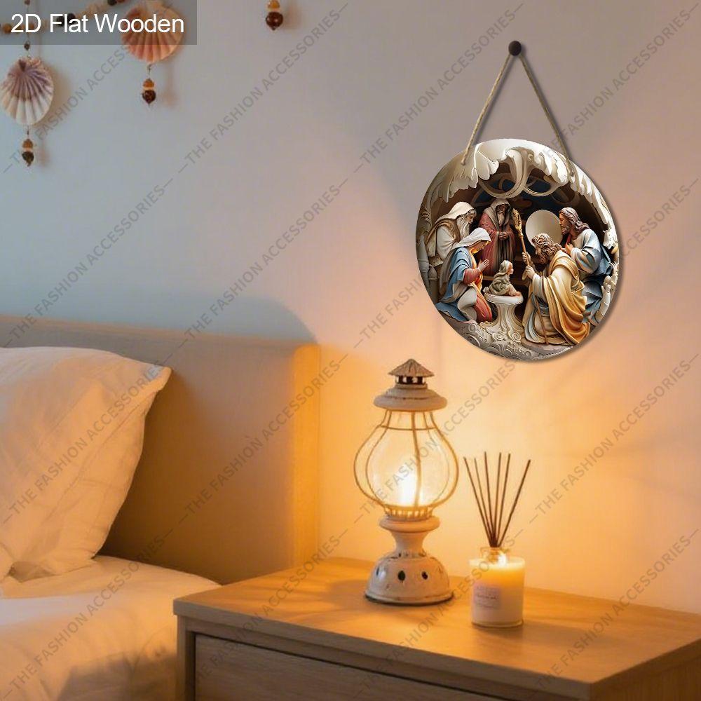 Подвеска «Святая ночь», украшение для стен или дверей дома, плоская деревянная 2D, рождественское украшение, подарки для друзей и семьи