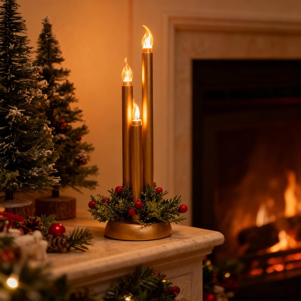 Christmas LED Flameless Candles, Flameless Tapered Short Candles For Christmas Centerpieces