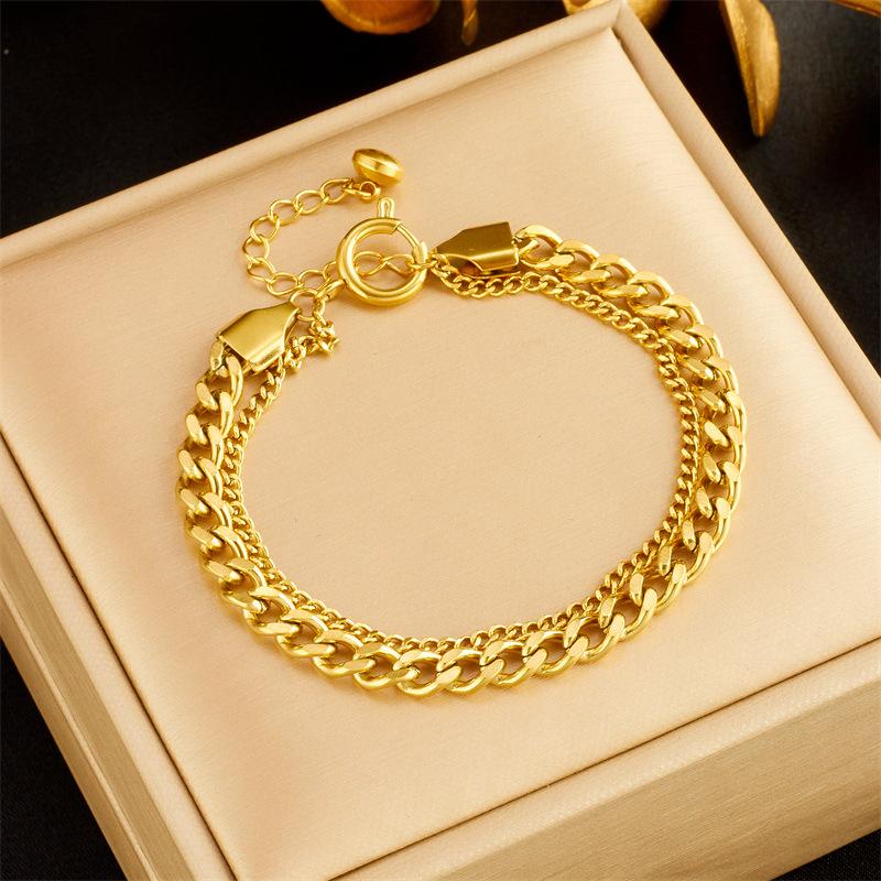 Двухслойный браслет-цепочка curb с позолотой, изящная регулируемая Miami Cuban Link для женщин, модные уличные украшения