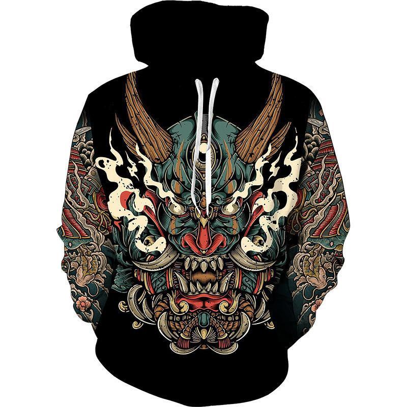 Trend Japanese Samurai Pattern Hoodies For Men Spring Autumn Long Sleeve Kids 3D Printed Pullover Loose Streetwear Harajuku Tops