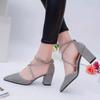 Spring and Summer Plus Size Sandals with Pointed Cross Straps and Shallow Heels Women's Shoes