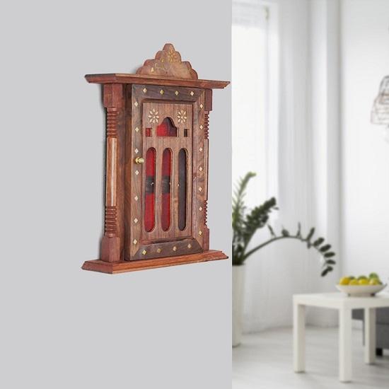 Премиум настенная вешалка для ключей с инкрустацией, держатель для ключей, коричневый Pakka Sheesham Wood, изготовленный вручную, подставка для шкафа, дизайн в виде коробки-столпа