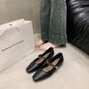 Square Head Shallow Mouth One-word Buckle with Low Heel Soft Leather Single Shoes Women's 2025 New Spring and Autumn Retro Mary Jane Shoes Small Le