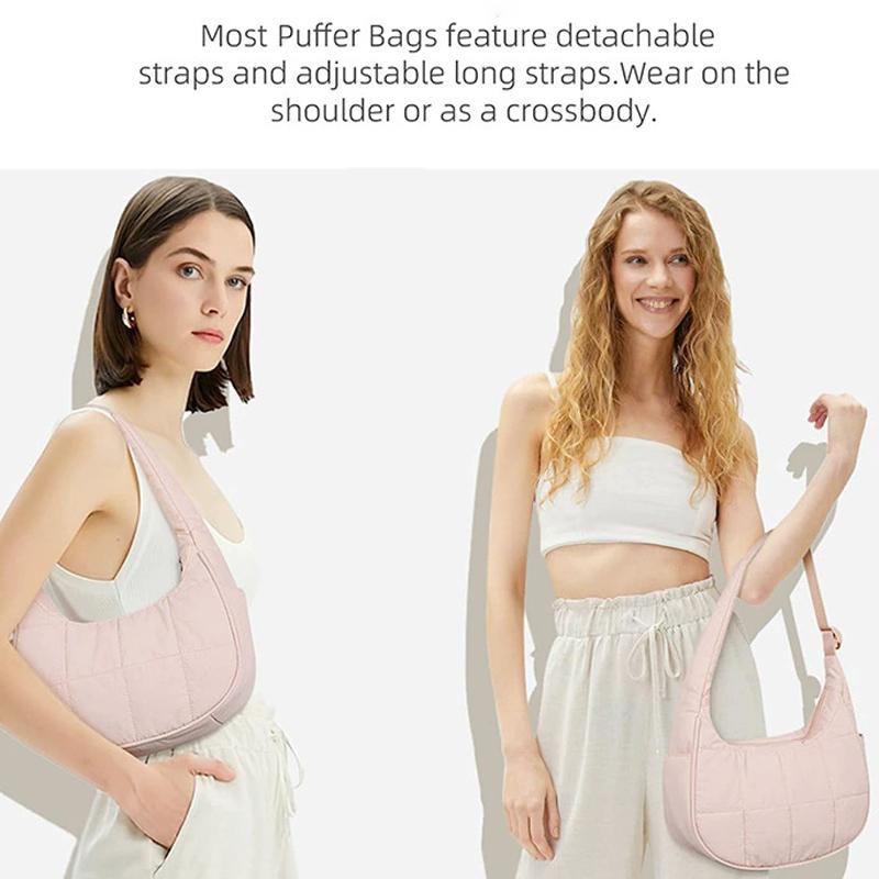 Yogodlns Сумка-полумесяц пуховик для женщин стеганая на плечо регулируемый ремешок сумка на плечо нейлон работа путешествия сумки-хобо
