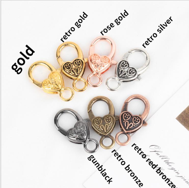 10 шт./лот 27 мм застежка-лобстер крючки сердце брелок застежки браслет-цепочка аксессуар для изготовления ювелирных изделий компоненты