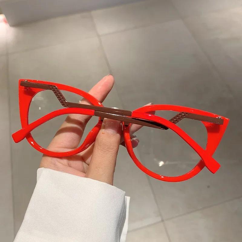 Vintage Cat Eye Glasses Anti Blue Light Luxury Designer Big Frame Eye Protection Reading Glasses for Women