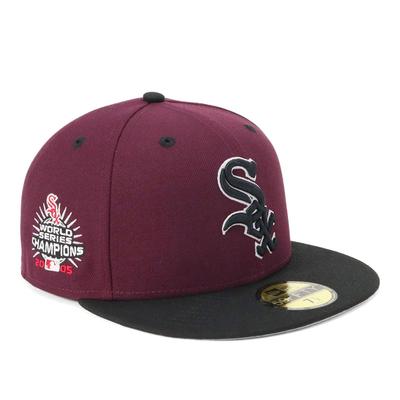 59FIFTY Боковой патч MLB Специальное издание ONSPOTZ CWS Размер 7 5950 CHIWHICO WSC2005 MAR BLK Двухцветная бордово-черная кепка, 1/2,