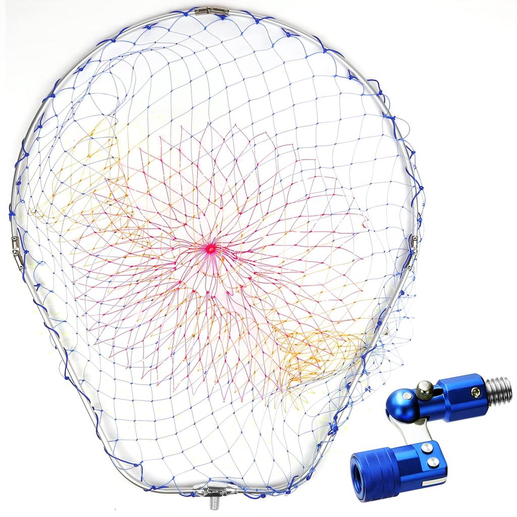SANLIKE Landing Net Ash Joint Aluminum Large Ash Net Folding Nylon Net Ultra Light Oval Frame L Size Ash Frame 52 X 65cm Net Joint Blue