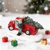 Christmas Red Truck Ornament Stable Base Synthetic Resin Car Figure Versatile Desktop Shelf Tree Decor