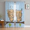 Owl On Branch Tulle Curtains For Living Room Bedroom Window Sheer Curtains Kitchen Balcony Voile Curtains