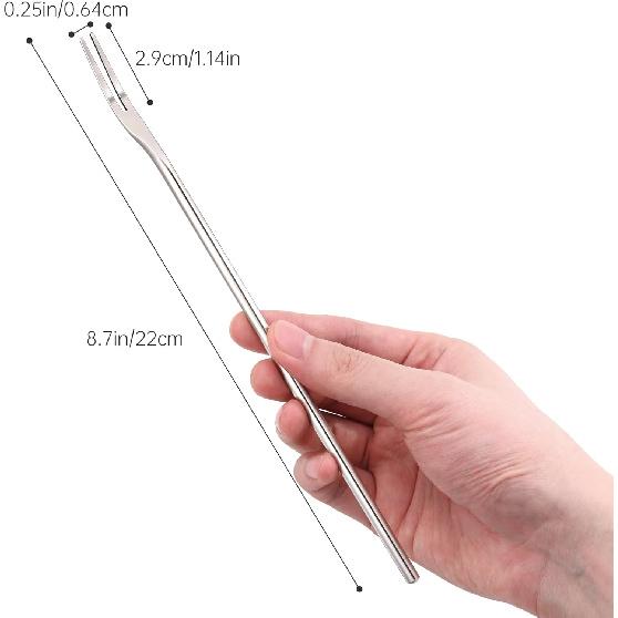 4-Pack 8.7" Stainless Steel 2-Tine Pickle Forks – Long Handle Cocktail, Olive, Appetizer, Fruit, Dessert, Salad & Seafood Forks – Ideal for Jar,