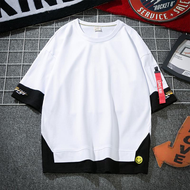 Мужская модная свободная хлопковая футболка в корейском стиле, летняя коллекция 2020 г.