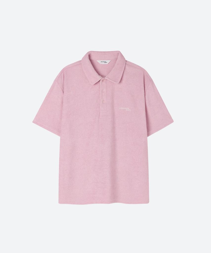 MOONSUN M.C Unisex, Logo Terry Polo Shirt / Pink