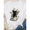 Women Lady Oversized T-shirt Tees Female Korean Fashion Summer Short Sleeve Cartoon Print Graphic Clothes Tops Cute Cat Animal T-Shirts Women’s