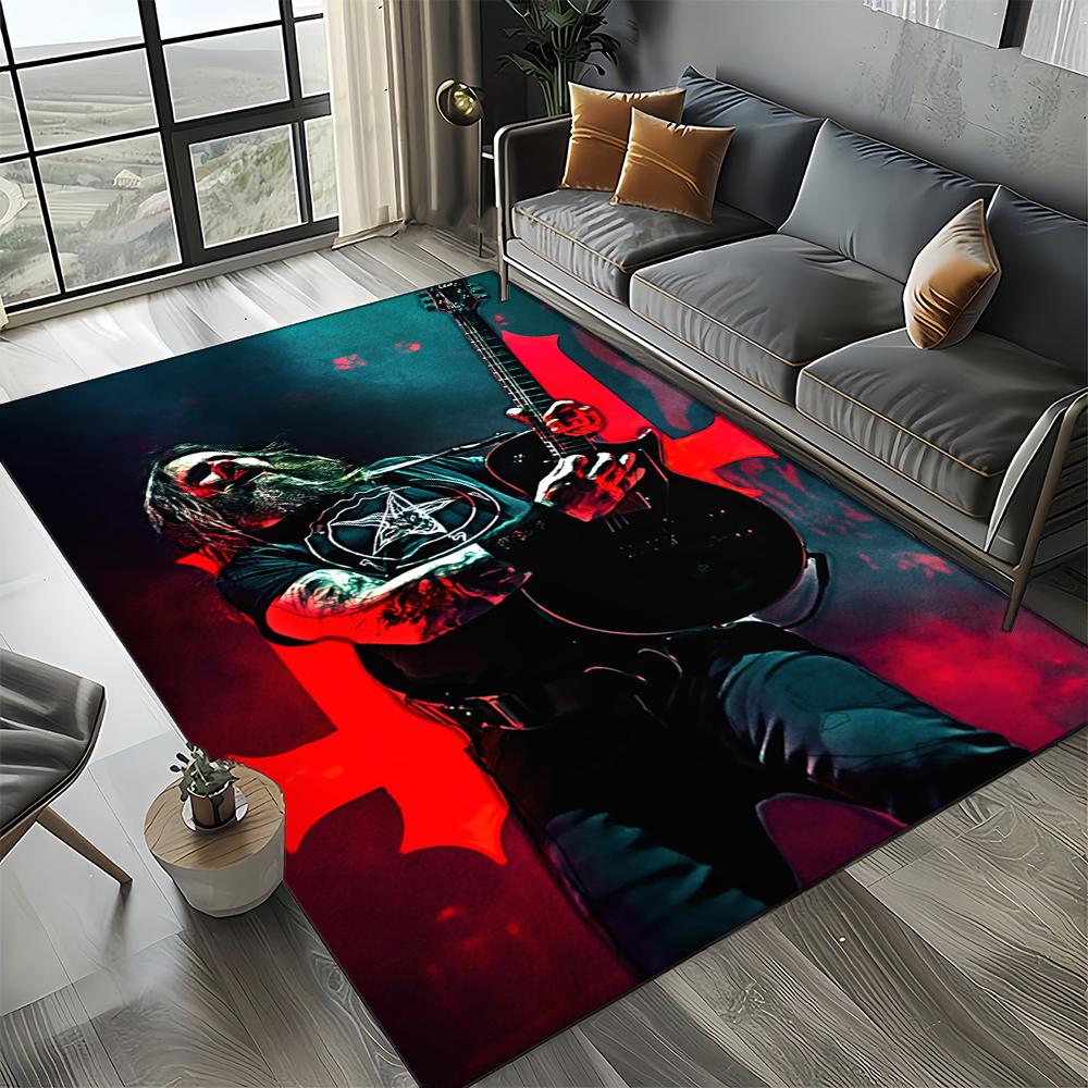 3D Retro Band Slayer Heavy Metal Rcck Sign Carpet Rug for Living Room Bedroom Home Sofa Decoration,Kid Play Non-slip Floor Mat