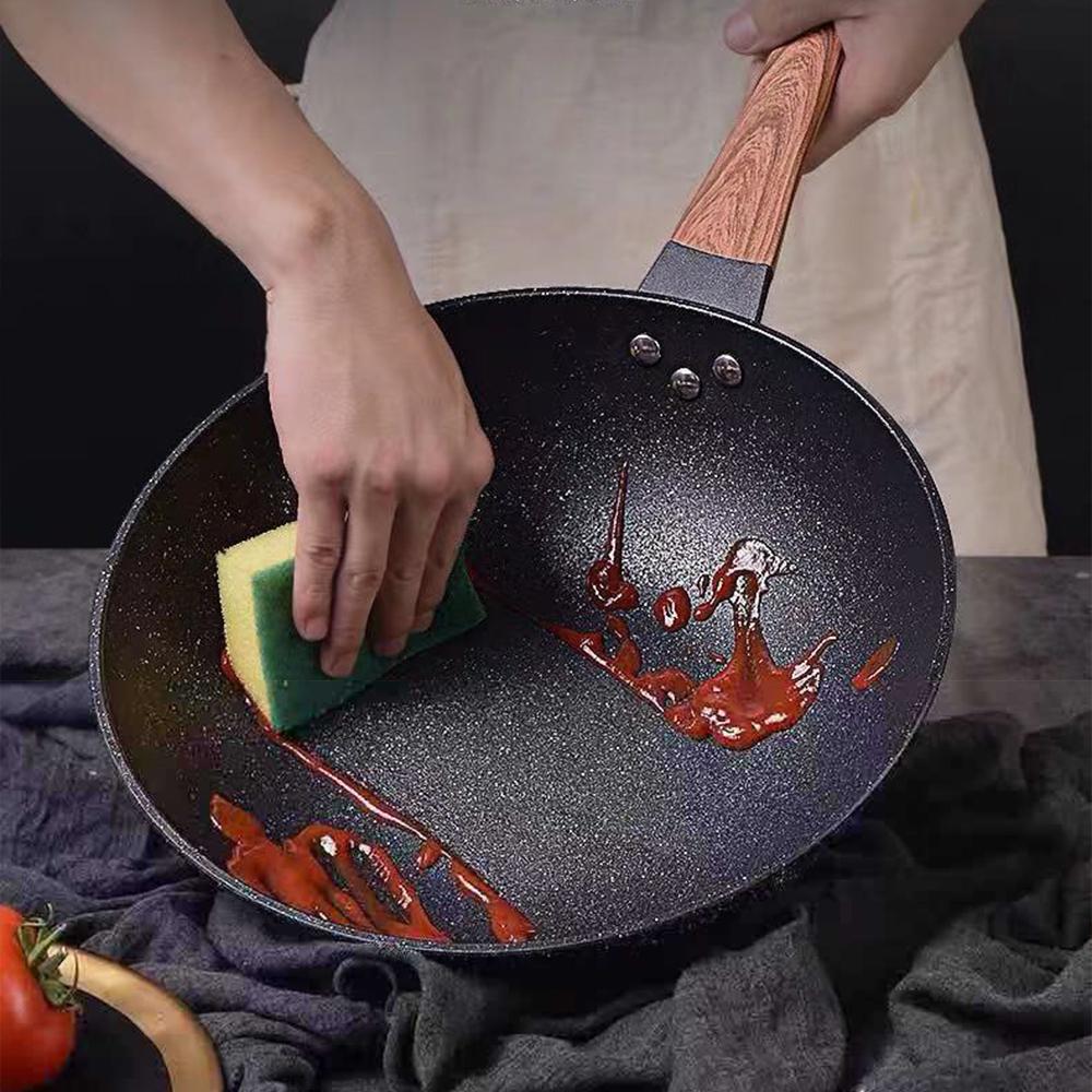 Глубокая сковорода Wok 32 см, антипригарная сковорода для стейков, газовая плита, индукционная кухонная посуда, прочная домашняя кастрюля для блинов