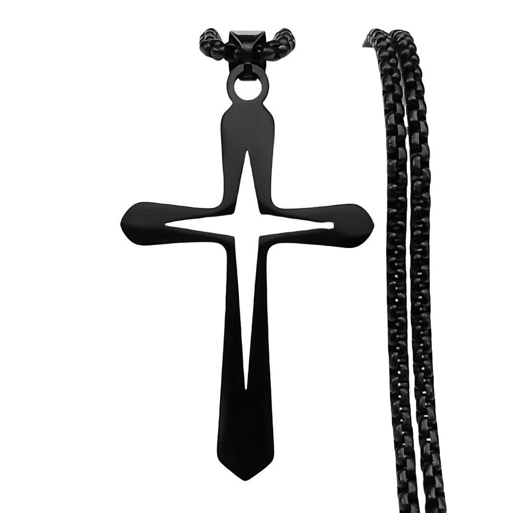 Унисекс Ожерелье с подвеской в виде полого креста из нержавеющей стали - Европейский и Американский стиль