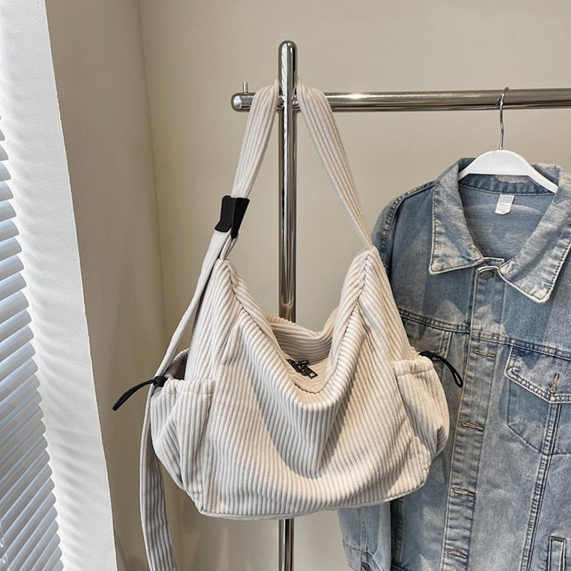 Новая Мода Вельветовая Женская Сумка Большой Вместимости на Плечо Кроссбоди Винтажная Однотонная Сумка-пельмень Хобо для Путешествий и на Каждый День AVE