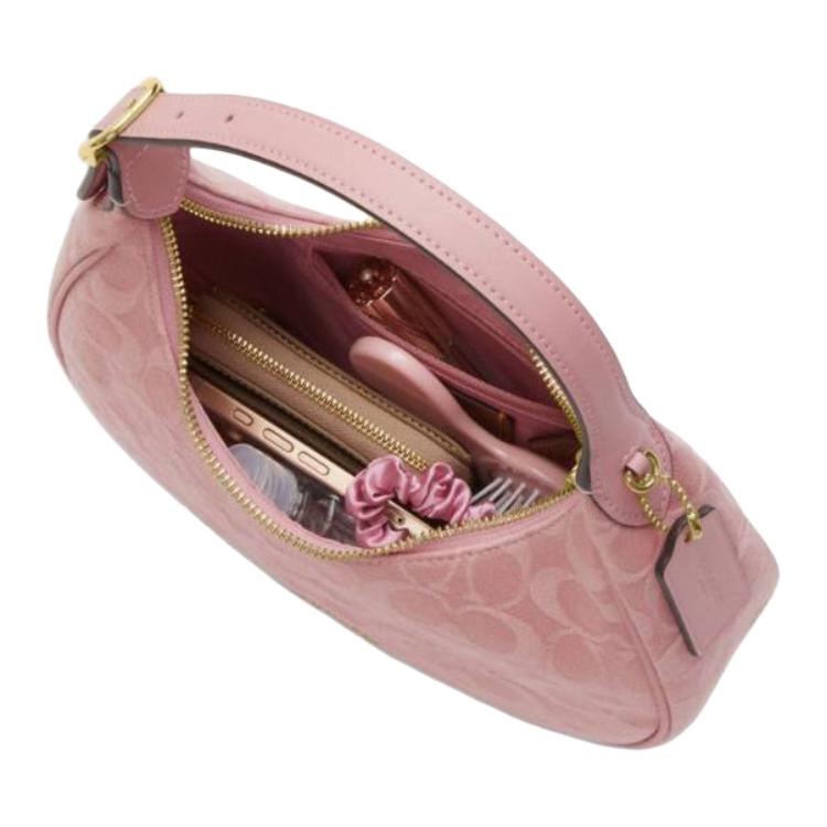 Coach 22 Emily Classic Monogram Denim And Smooth Leather Shoulder Bag Regular Small Women shoulder bag Pink CEN04-IMNH1