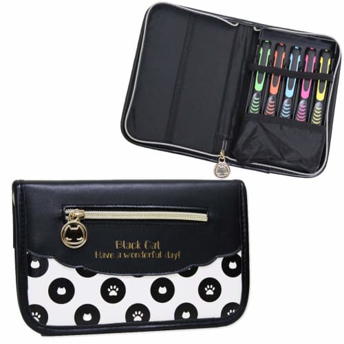 Monochrome Cat Carving Knife Set with Safety Cover for Elementary School Girls, Yoshiharu (Left-Handed)