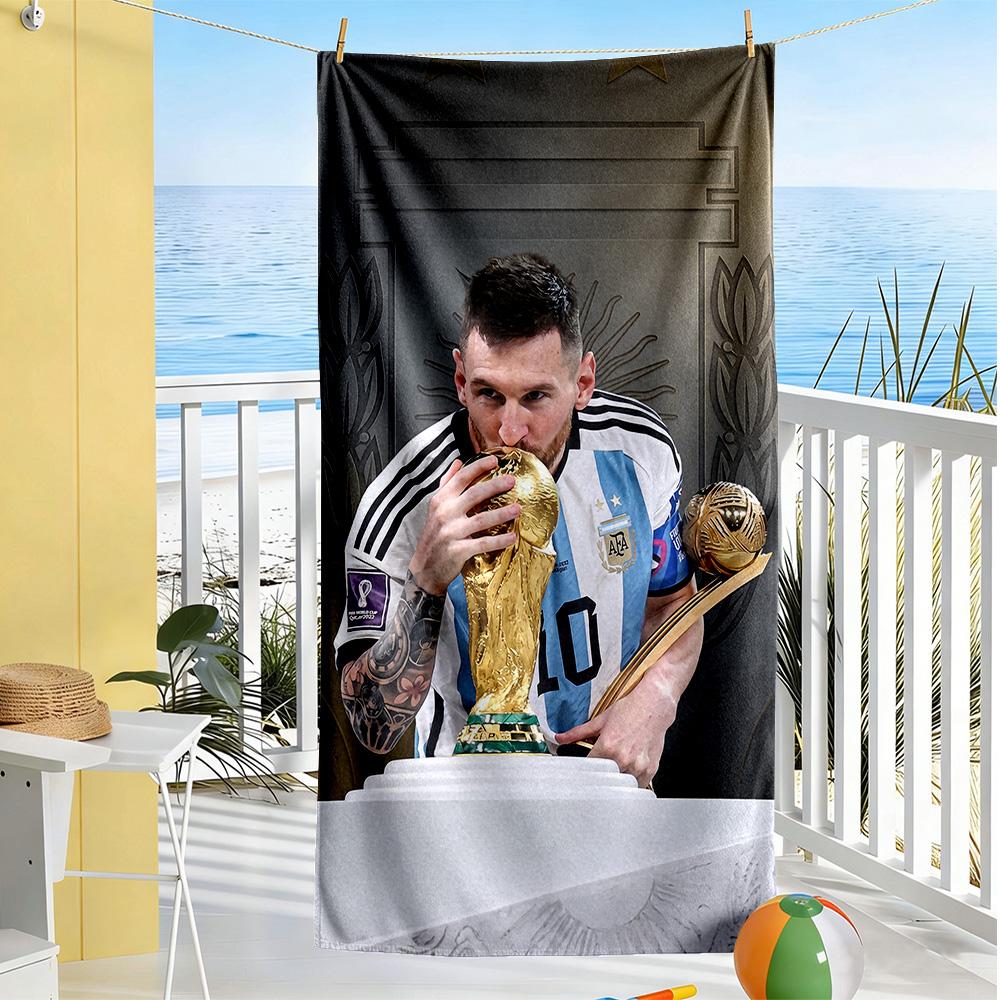 Asciugamano da Spiaggia Messi Super Morbido Microfibra Tessuto Quickdry Confortevole Leggero Portatile per Nuoto, Spiaggia, Campeggio, Viaggio, Accessori da Spiaggia, Palestra