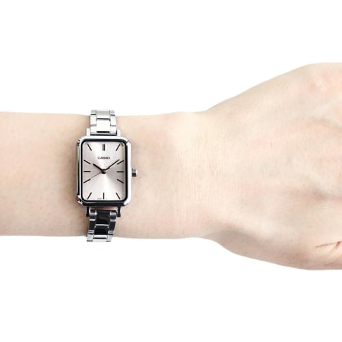 Casio Casio Casio Standard Cheap Casio Chipkashi Watch Ladies Brass Metal Silver Pink LTP-V009D-4E