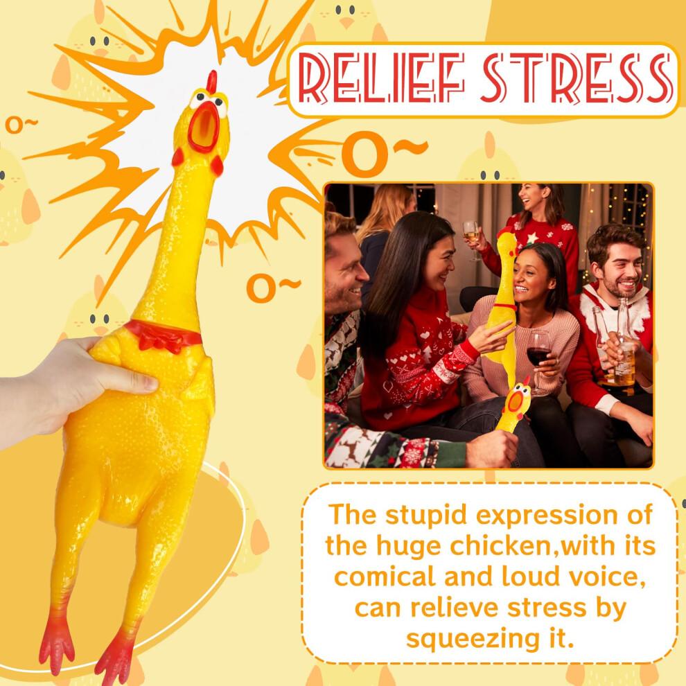 Xeehwb 22 Inch Crazy Huge Rubber Chicken Yellow Squeeze Chicken Toys Squeaky Chicken Dog Toys Squawking Prank Novelty Gag Gift