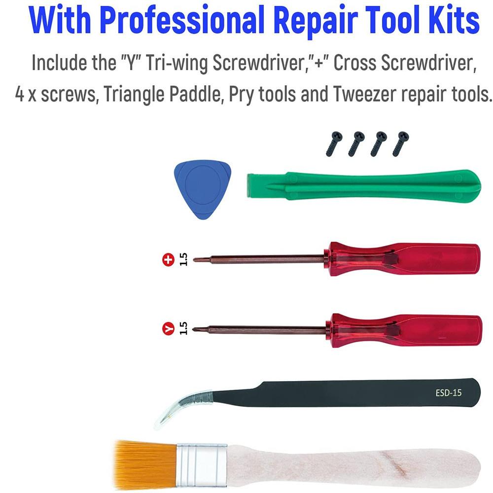 Ремонтный комплект 18 в 1 для Nintendo Switch Joy-Con с отвертками, инструментом для вскрытия, 3D-джойстиками (левый/правый), фиксатором-защелкой, ползунком порта зарядки, кнопкой Syn